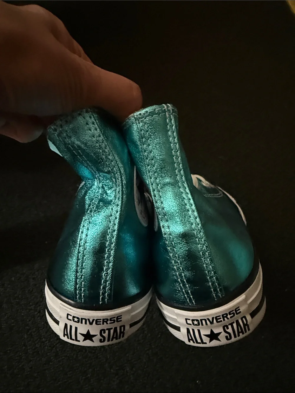 Converse Women's Metallic Teal High-Top Sneakers - White Accents - Picture 7 of 8